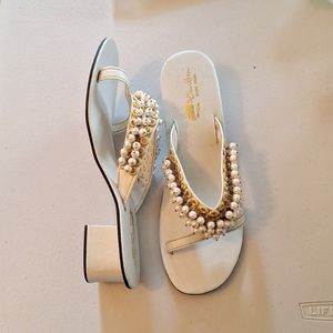 Vintage gold and white beaded sandal